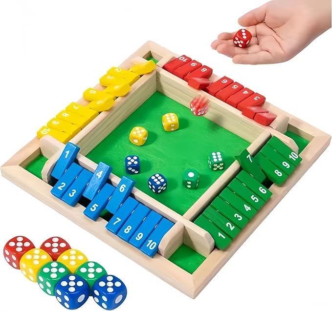 Würfelspiel aus Holz - für 2–4 Spieler, Lern- & Familienspiel