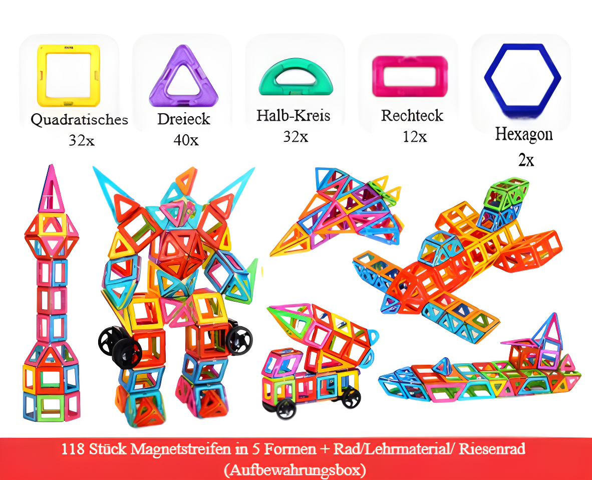 Magnetische Lernbausteine – Fördert Logik, Kreativität & Feinmotorik
