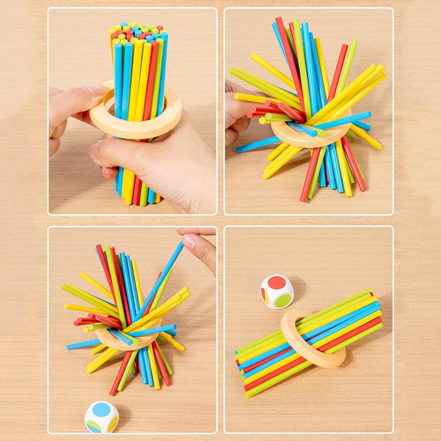 3in1 Holz Kugel und Stöckchen Geschicklichkeits Spiel