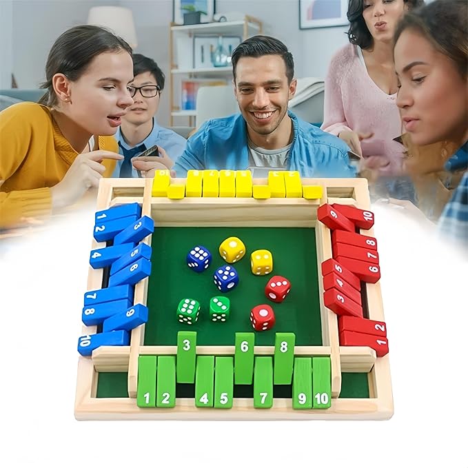 Würfelspiel aus Holz - für 2–4 Spieler, Lern- & Familienspiel