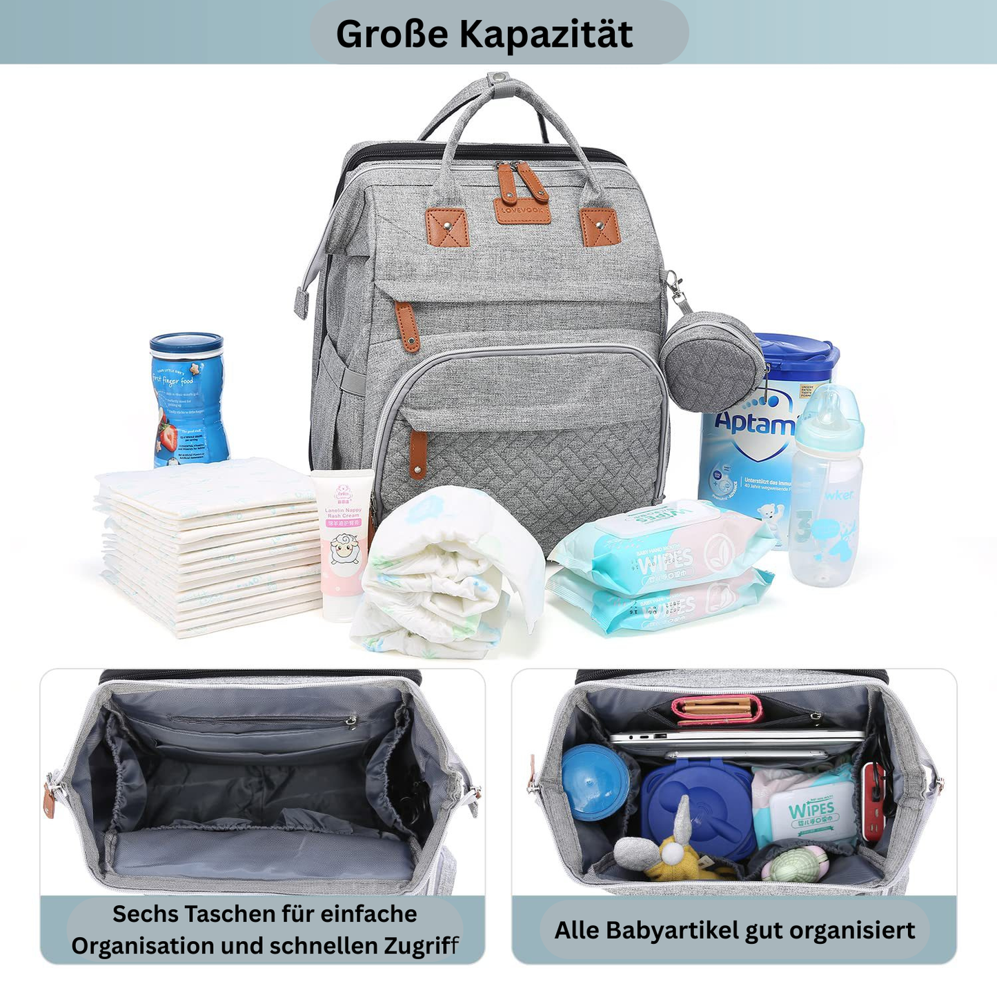 2in1 Baby Rucksack mit integriertem Wickelbett