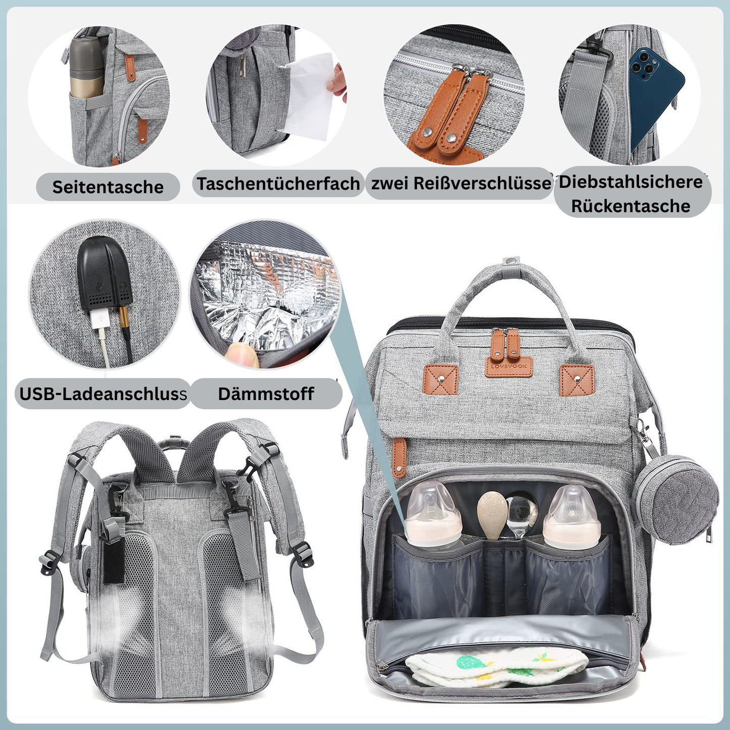 2in1 Baby Rucksack mit integriertem Wickelbett